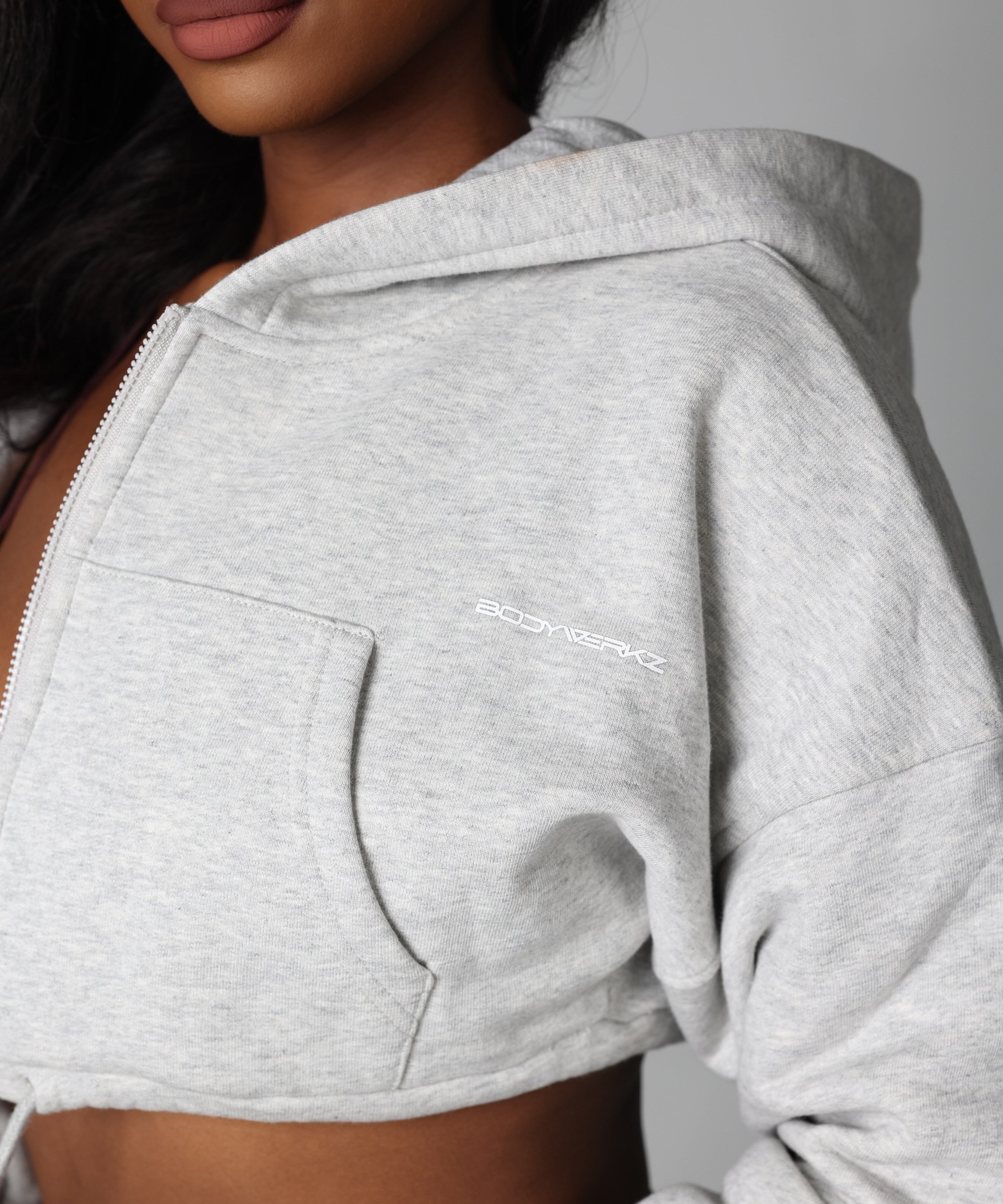 HEATHER GREY OVERSIZED CROPPED JACKET bodywerkz 