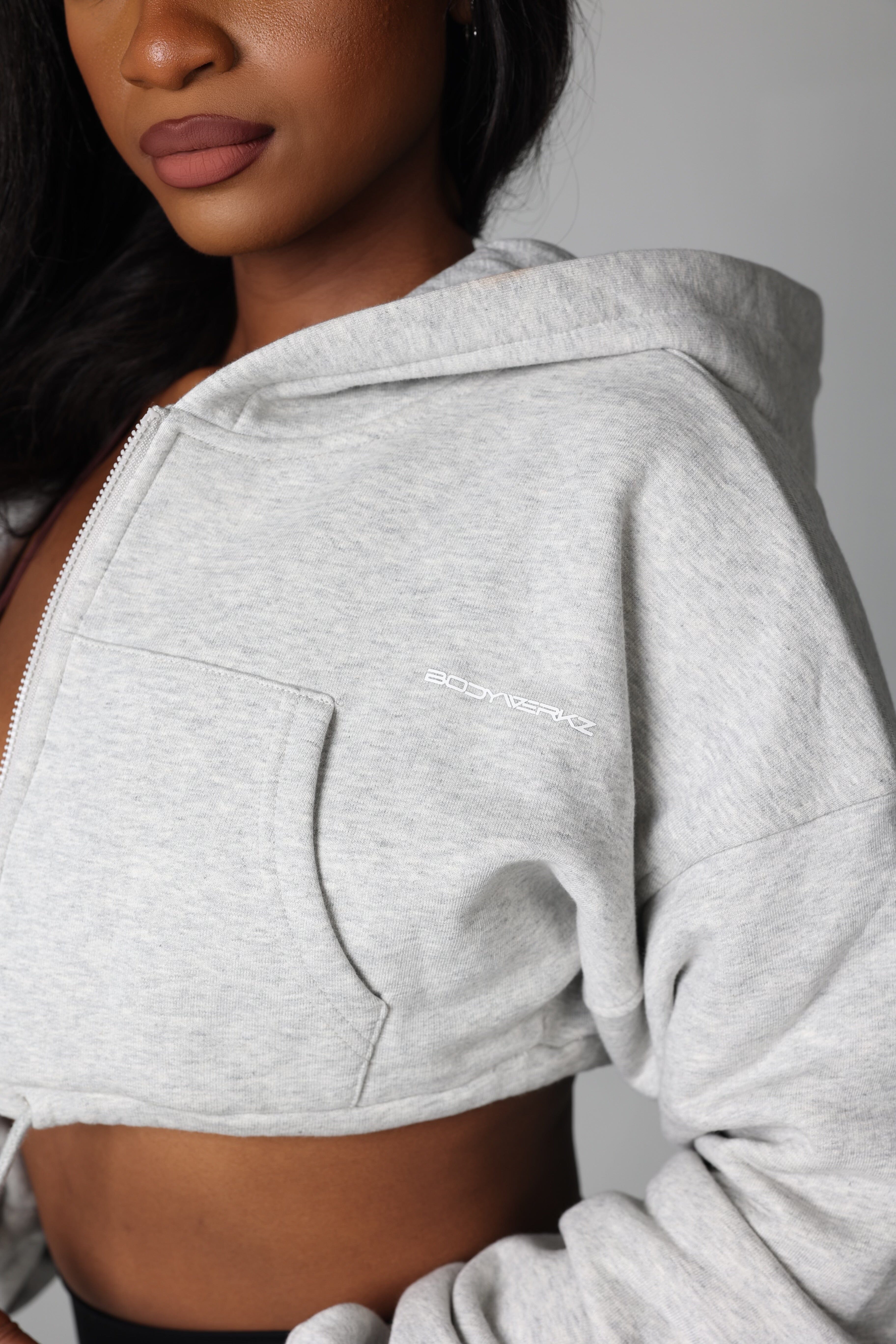 HEATHER GREY OVERSIZED CROPPED JACKET bodywerkz 