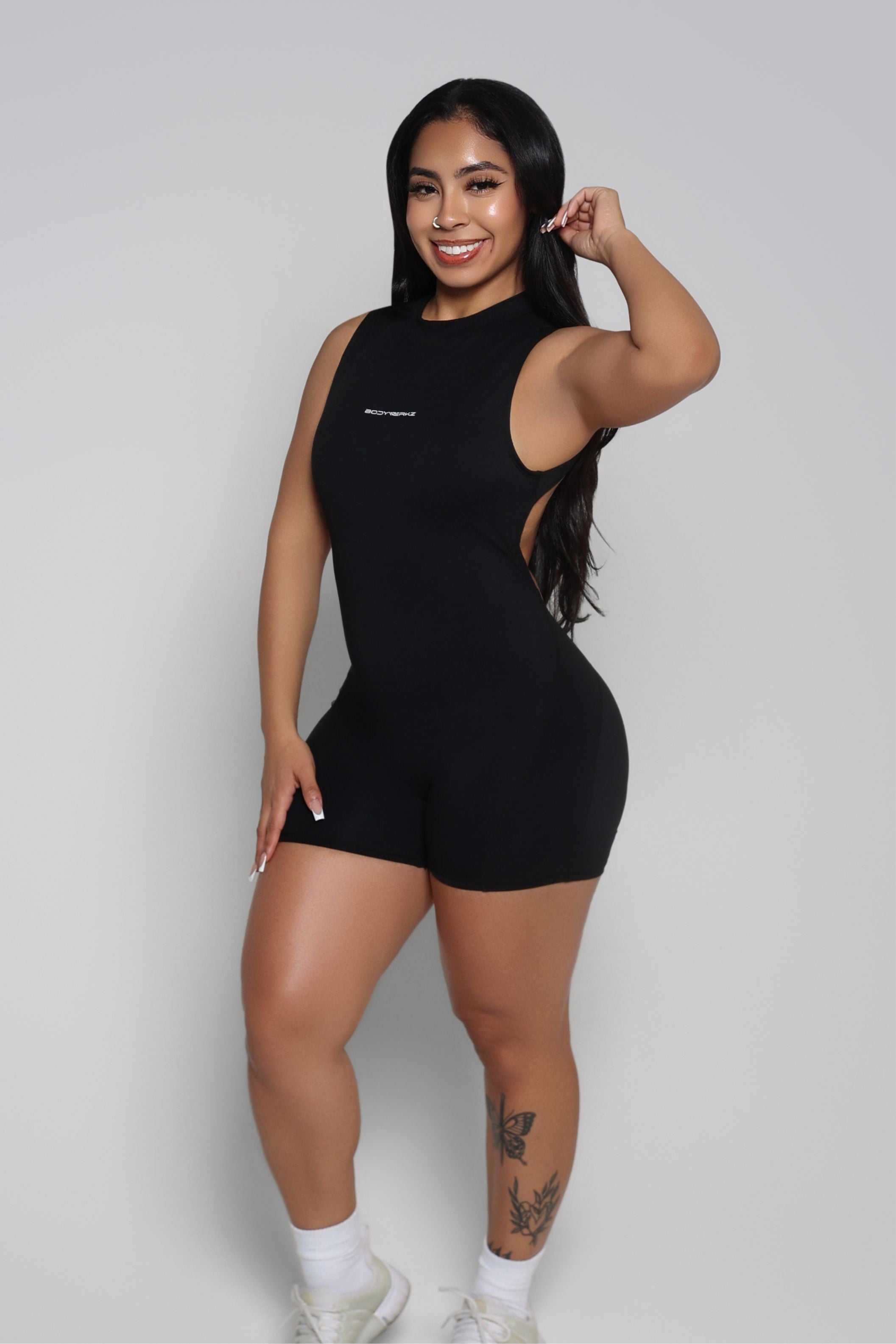 HIGH NECK OPEN V BACK ROMPER bodywerkz 