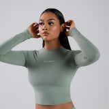 LONG SLEEVE CROPPED TOP bodywerkz S SAGE GREEN 