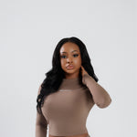 LONG SLEEVE CROPPED TOP bodywerkz S Soft brown 