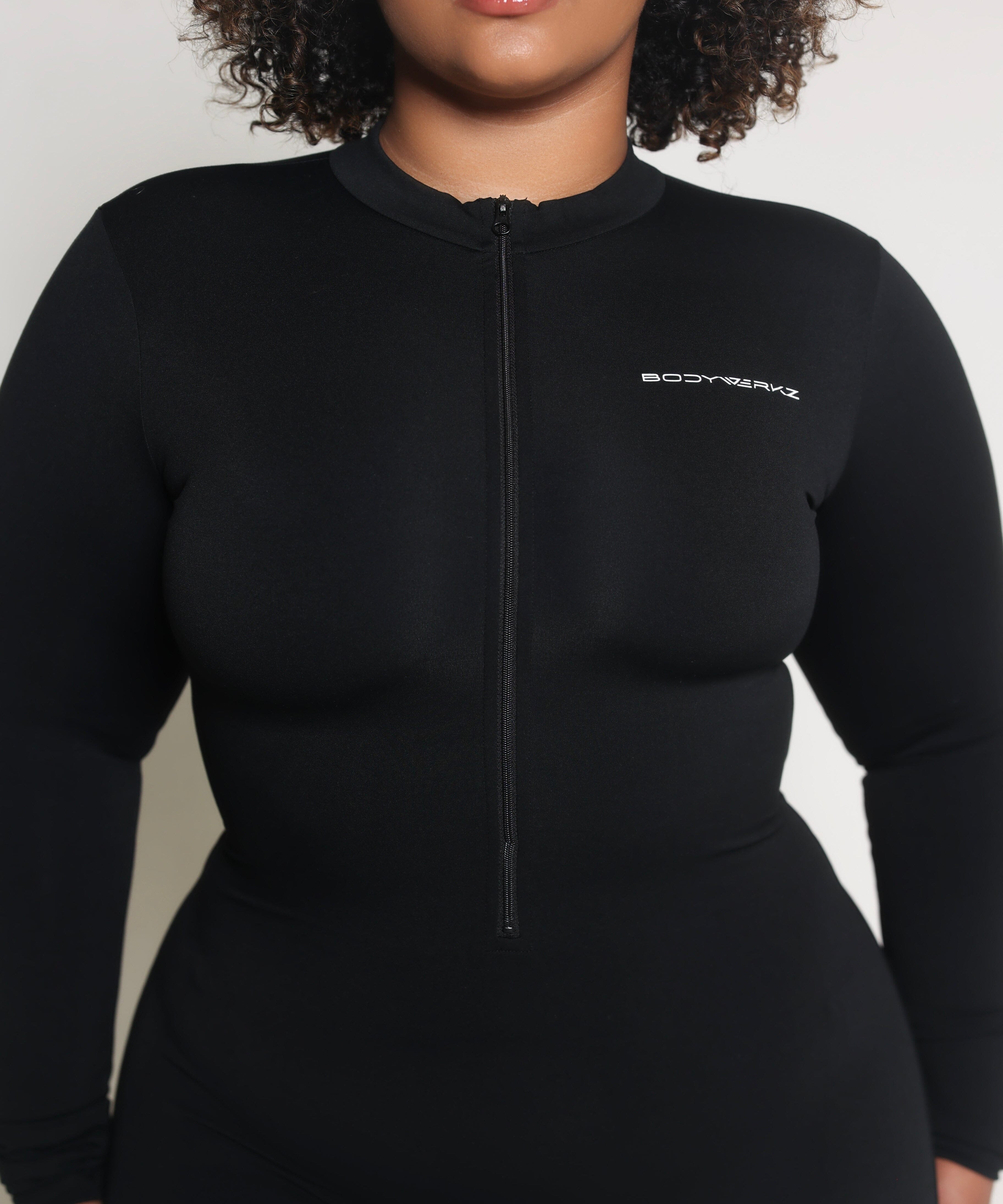 LONG SLEEVE ZIP UP ROMPER bodywerkz S ONYX 
