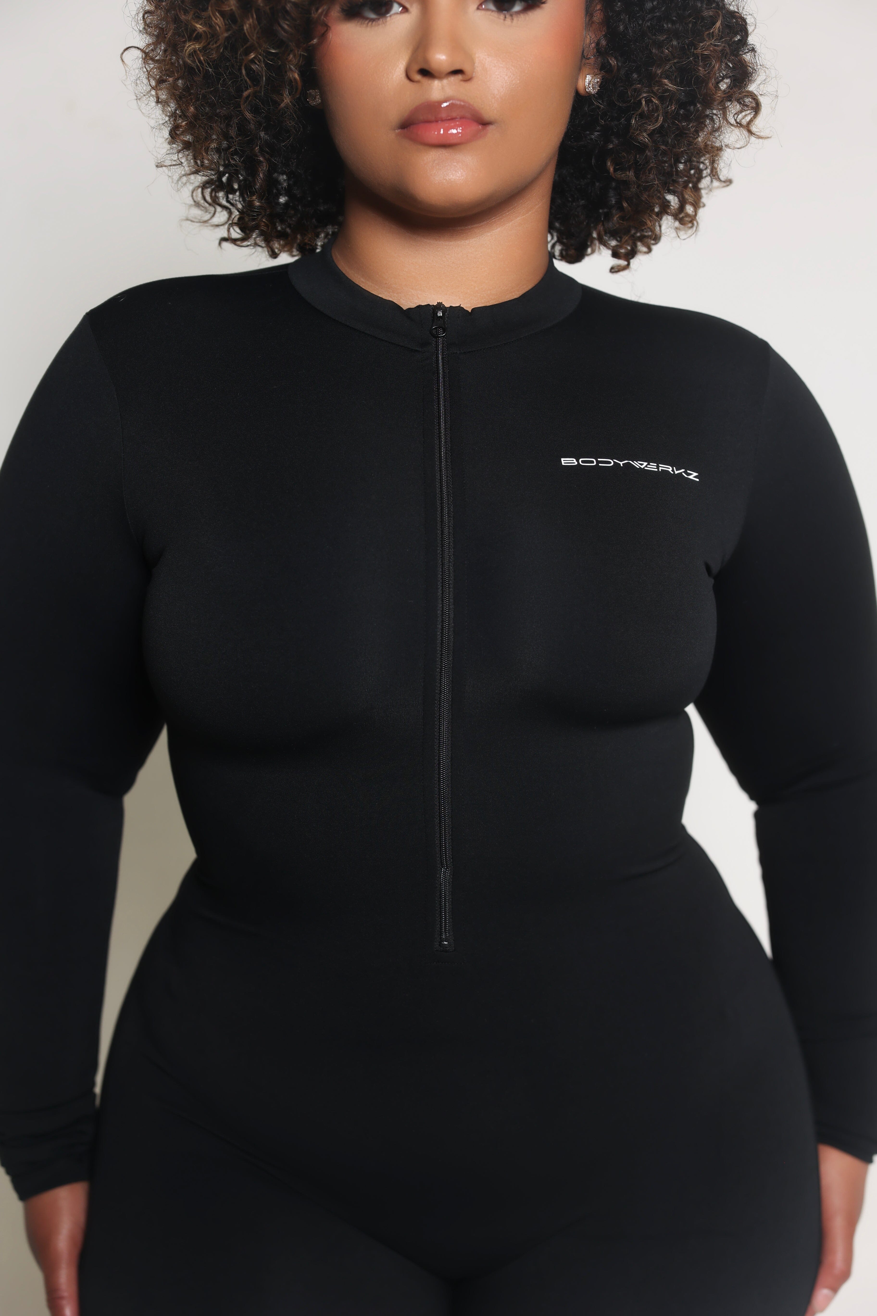 LONG SLEEVE ZIP UP ROMPER bodywerkz S ONYX 