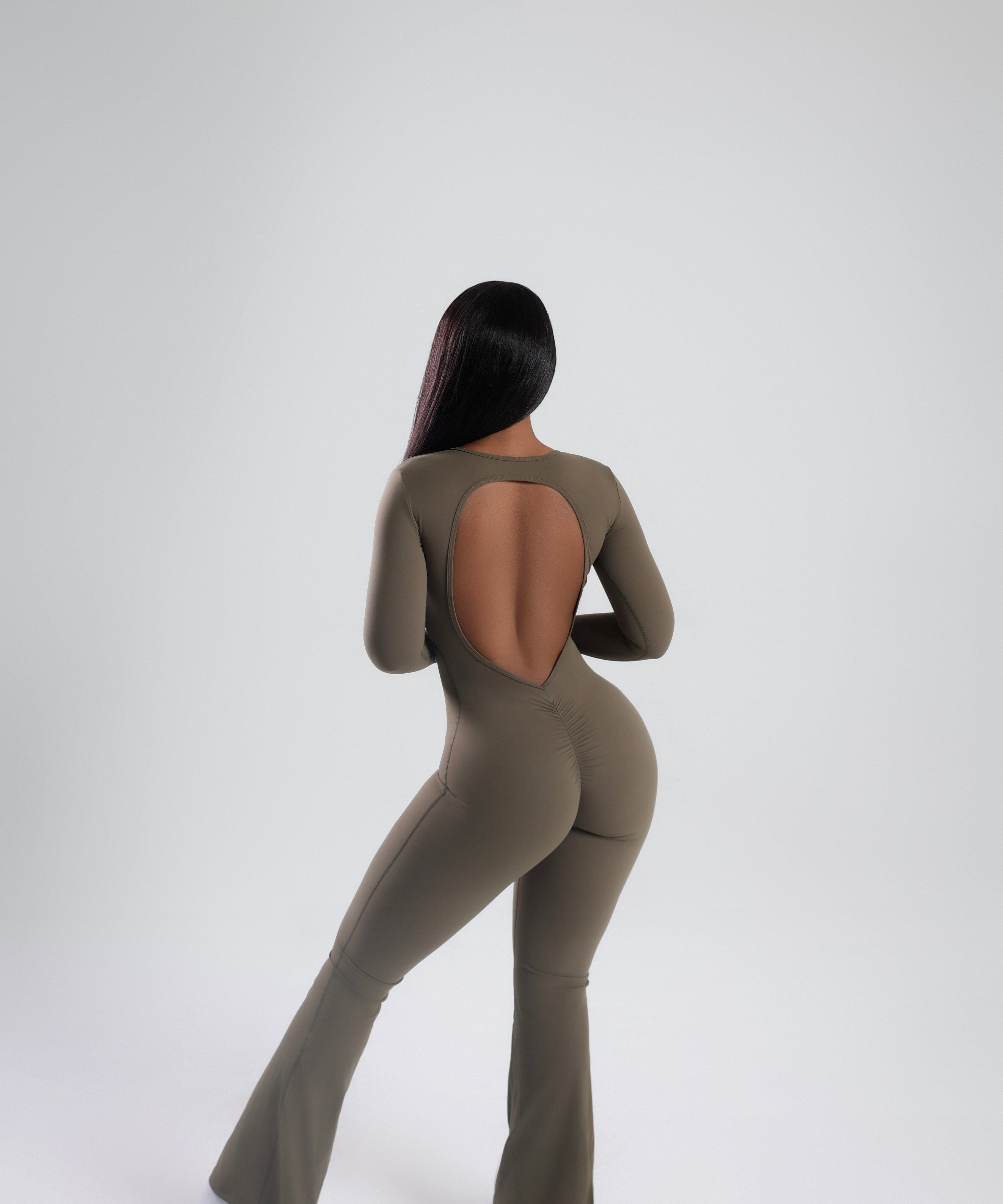 OPEN V BACK FLARE JUMPSUIT bodywerkz 