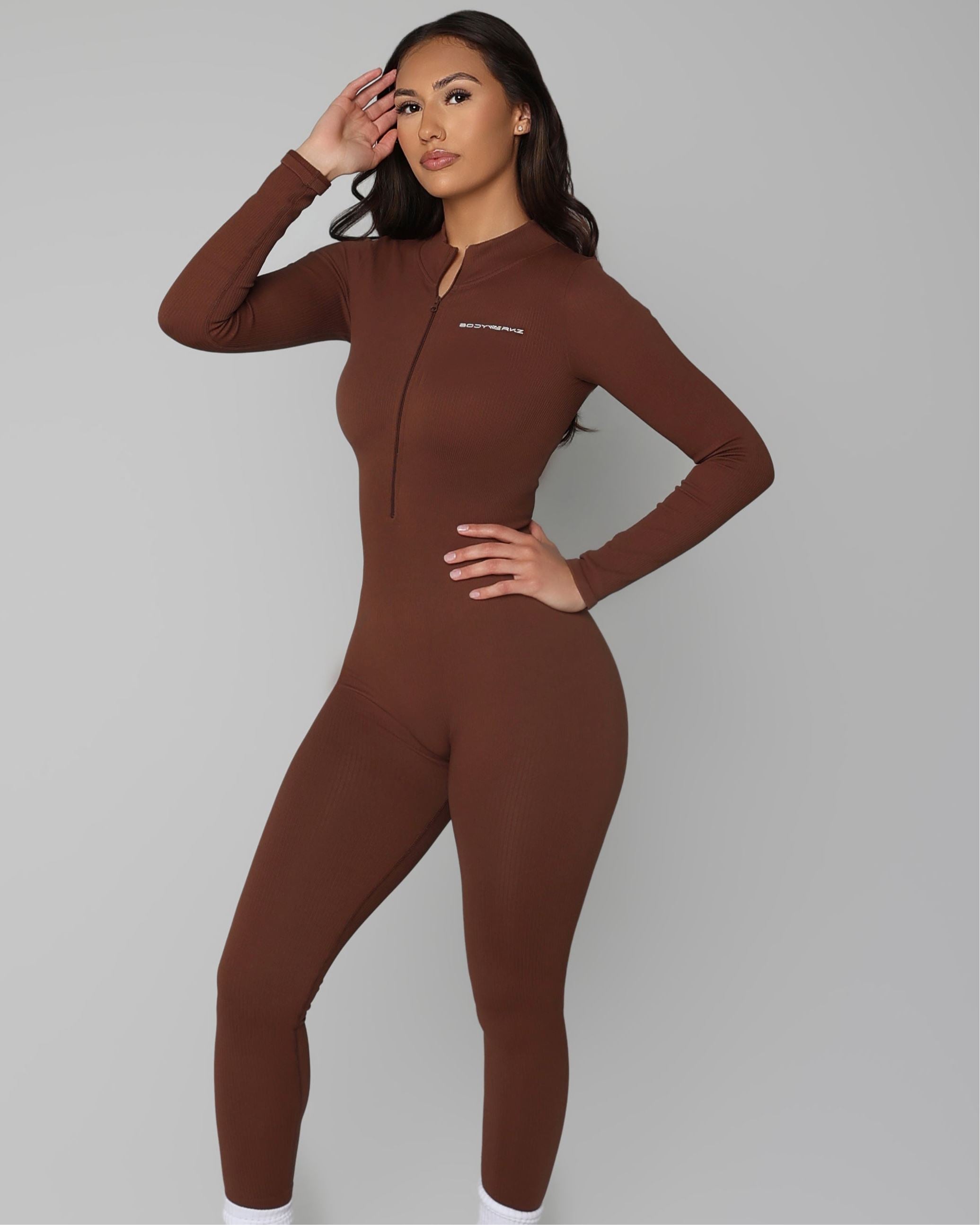 RIBBED ONE PIECE bodywerkz S Brown 