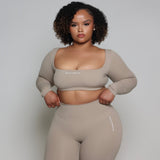 SQUARE NECK CROP TOP bodywerkz S Beige 